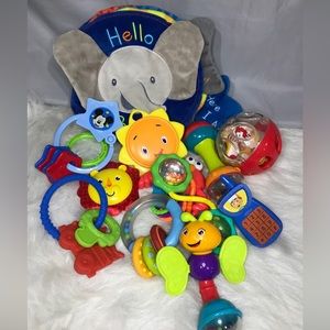 Lot Of 12 Haba Disney Bright Starts Nuby Rattles Toys Teethers And More